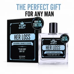 Her Loss Men’s Eau De Cologne Spray 3.3 Fl Oz, Modern Masculine Casual Fragrance Spray, Portable Glass Bottle Scent for Dating, Night Out and Social Gathering, Unique Fun-Idea Gift for Men