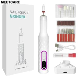 Electric Nail Polish Grinder Portable Nail Drill Remover Manicure Pedicure Tool with Sanding Bands Removal Armor Polishing for Home Salon