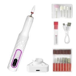 Electric Nail Polish Grinder Portable Nail Drill Remover Manicure Pedicure Tool with Sanding Bands Removal Armor Polishing for Home Salon