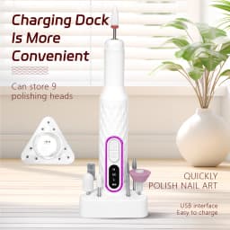 Electric Nail Polish Grinder Portable Nail Drill Remover Manicure Pedicure Tool with Sanding Bands Removal Armor Polishing for Home Salon