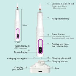 Electric Nail Polish Grinder Portable Nail Drill Remover Manicure Pedicure Tool with Sanding Bands Removal Armor Polishing for Home Salon