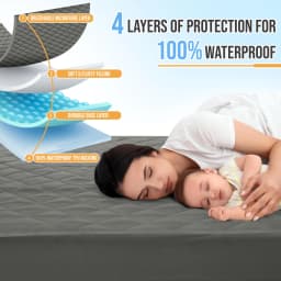 Premium Quilted Waterproof Mattress Protector Pad Soft Breathable Noiseless Bed Cover Elastic Fitted Sheet 16 Inch Deep Pocket Washable Mattress Topper for King Queen Size