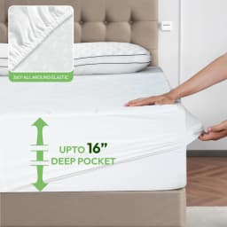 Premium Quilted Waterproof Mattress Protector Pad Soft Breathable Noiseless Bed Cover Elastic Fitted Sheet 16 Inch Deep Pocket Washable Mattress Topper for King Queen Size