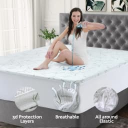 Premium Quilted Waterproof Mattress Protector Pad Soft Breathable Noiseless Bed Cover Elastic Fitted Sheet 16 Inch Deep Pocket Washable Mattress Topper for King Queen Size