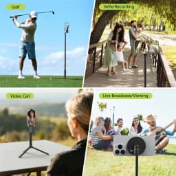 CAMOLO Aluminum Magnetic Trpod Stand Golf Monopod Magnet Selfie Stick w Ground Spike Stake +1/4"+Phone Holder+Gopro Adapter for Iphone 17 16 Android Gopro/DSLR Camera