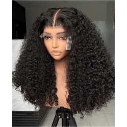 16-42Inches Deep Curly Wig 13x4 13x6 Transparent Lace Frontal Wigs Human Hair 200% Density Curl Lace Front Wig Brazilian Pre Plucked With Baby Hair Human Hair Wigs For Women Natural Black Color