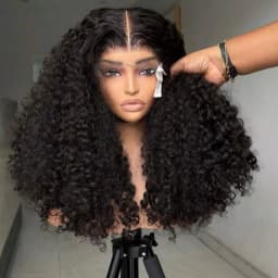 16-42Inches Deep Curly Wig 13x4 13x6 Transparent Lace Frontal Wigs Human Hair 200% Density Curl Lace Front Wig Brazilian Pre Plucked With Baby Hair Human Hair Wigs For Women Natural Black Color
