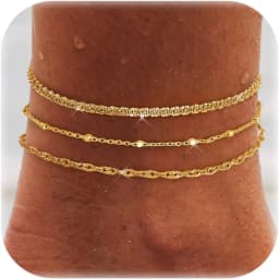 Layered Ankle Bracelets for Women Waterproof 14K Gold Plated Cuban Figaro Link Chain Beaded Anklets Set Dainty Foot Jewelry