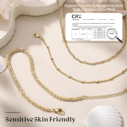 Layered Ankle Bracelets for Women Waterproof 14K Gold Plated Cuban Figaro Link Chain Beaded Anklets Set Dainty Foot Jewelry