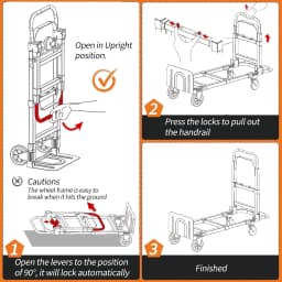 2 in 1 Folding Hand Truck with 4 Wheels and Elastic StrapsSolid Construction Utility Cart Roller Shopping for Home Warehouse Office & Moving