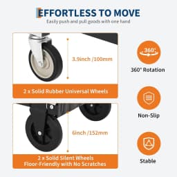 2 in 1 Folding Hand Truck with 4 Wheels and Elastic StrapsSolid Construction Utility Cart Roller Shopping for Home Warehouse Office & Moving
