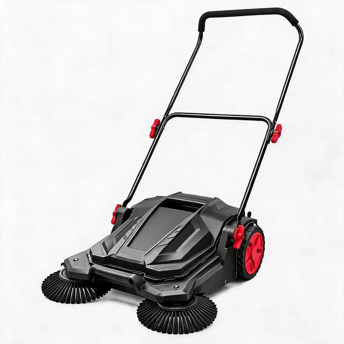 26" Hand Push Walk-Behind Sweeper, 5-Gallon Debris Container, Multi-Adjustable Folding Handle — Lifts Flattened Grass & Sweeps Debris