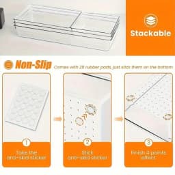 25pcs Clear Plastic Drawer Organizer Set, Plastic Non Slip Non Cracking Kitchen Drawer Storage Tray Large Size Divider, Multifunctional Storage For Cosmetics, Bathroom, Tools, Kitchen And Office