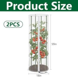 2 Pcs Garden Bird Netting Cover for Round Tomato Cage, 59' X 18' Tomato Trellis Insect Barrier Protection Mesh, Plant Cage Garden Net Cover with Zipper for Vertical Climbing Plants Vegetables Fruits