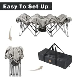 Air Mattress Not Included, Folding Full Size Camping Bed Frame with Side Pocket and Carry Bag,CosyWild 2 Person Camping Cot Frame Only,186x125x34cm