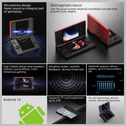Anbernic RG DS Flip Retro Handheld Game Console 4" IPS 640*480 Dual Screen Android 14/Linux 64-bit Dual OS 4000mAh DS Portable Games Player Supports AI Wifi Streaming RixelHK Gifts