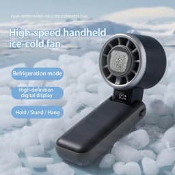 Rechargeable Handheld Fan, Portable Turbo Cooling Fan with One Touch Ice Cooling, 5 Speed Quiet Airflow, Digital Battery Display, Foldable Mini Fan for Handheld, Desktop or Neck Use, Perfect for Travel, Cruises, Festivals, Summer Heat and Gifts