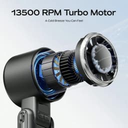 Rechargeable Handheld Fan, Portable Turbo Cooling Fan with One Touch Ice Cooling, 5 Speed Quiet Airflow, Digital Battery Display, Foldable Mini Fan for Handheld, Desktop or Neck Use, Perfect for Travel, Cruises, Festivals, Summer Heat and Gifts