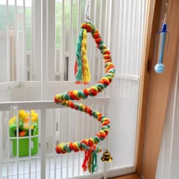 Bird cage perch for parrots and parakeets, cotton rope material, multi-color, bendable and soft for foot exercise and comfort