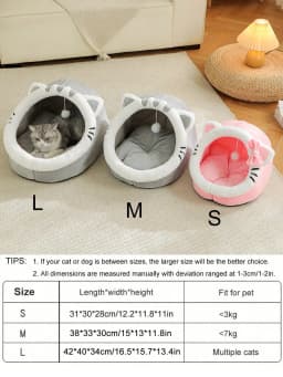 PETSIN 1 Pc Cute Cat Bed For Indoor Cats House, Washable Pet House, Warm Pet Cave Bed , Suitable For Use Of Rabbits, Puppies And Cats