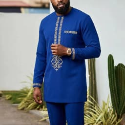 African Native Outfit Dashiki Male Pant Sets To Dress Luxury Designer Elegant Suits Clothes For Men New 2Pc Ethnic Abaya Costume