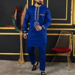 African Native Outfit Dashiki Male Pant Sets To Dress Luxury Designer Elegant Suits Clothes For Men New 2Pc Ethnic Abaya Costume