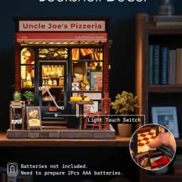 Original CUTEBEE Uncle Joe's Pizzeria Book Nook Kit DIY Miniature House Dollhouse Booknook Pizza Shop Tiny House Bookshelf Decor 3D Wooden Puzzle for Adults and Teens, DIY Craft Gifts