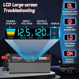500W/800W Pure Sine Wave Power Inverter 12V DC to 110V/120V 1500W/2000W Peak AC Car Converter for Vehicles LED Screen Display, 2 AC Outlets,36W USB-C Charging Port, Car Plug Adapter for Truck, Home, Camping, Laptop, Trip