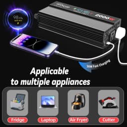 500W/800W Pure Sine Wave Power Inverter 12V DC to 110V/120V 1500W/2000W Peak AC Car Converter for Vehicles LED Screen Display, 2 AC Outlets,36W USB-C Charging Port, Car Plug Adapter for Truck, Home, Camping, Laptop, Trip