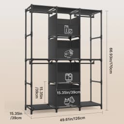 67" Freestanding Wardrobe Closet Dustproof Hanging Rods & Drawers Multi-layer Tall Heavy Duty Large Capacity Storage Rack Organizer Tool-Free Assembly for Bedroom Dorm Apartment