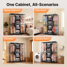 67" Freestanding Wardrobe Closet Dustproof Hanging Rods & Drawers Multi-layer Tall Heavy Duty Large Capacity Storage Rack Organizer Tool-Free Assembly for Bedroom Dorm Apartment