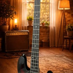 Sunset Burst Color J‑Bass Shape Style 4‑String Acoustic Guitar Alder Wood Body Electric Bass Guitar Gloss Finish Tortoiseshell Pickguard Single Coil Pickups Beginner Band Performance Wood Guitar