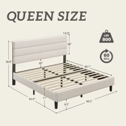 Contemporary Beige Velvet Platform Bed - No Box Spring Required, Metal Slat Support, Easy Assembly, Quiet, Modern Bedroom Furnit