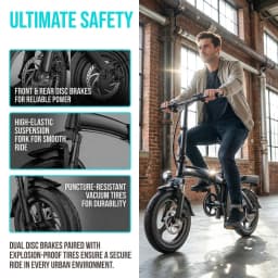 Portable Foldable Adult Electric Bicycle 400W Motor 48V10Ah Battery 3‑Step Quick Fold Dual Disc Brake Anti‑Puncture Vacuum Tire Urban Commuter E‑Bike