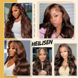 Chocolate Brown 40 Inches 200% Density 13x6 13x4 HD Transparent Lace Frontal Wig Dark Brown Human Hair Wigs #4 Body Wave Pre Plucked Brazilian Hair For Women