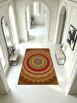 Bohemian Mandala Art Print Carpet Vintage Style Floor Mat, Suitable for Living Room and Bedroom Decoration