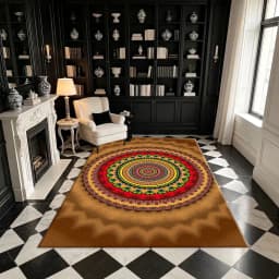 Bohemian Mandala Art Print Carpet Vintage Style Floor Mat, Suitable for Living Room and Bedroom Decoration
