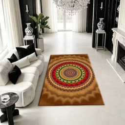Bohemian Mandala Art Print Carpet Vintage Style Floor Mat, Suitable for Living Room and Bedroom Decoration
