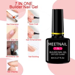 4Pcs No Wipe Gel Top Coat Builder Gel Base Coat Set, 8ml Clear Glossy UV Light Cured Nail Gel for Salon Home DIY