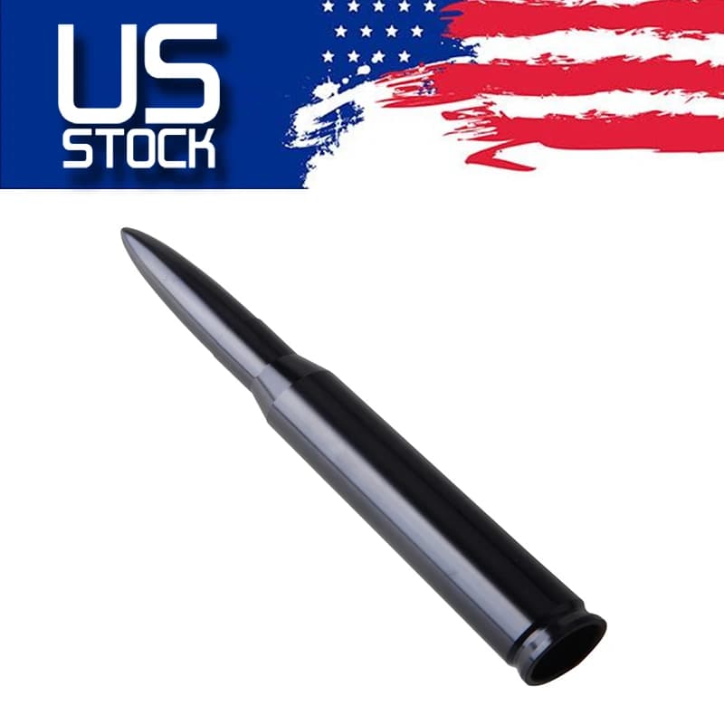 Universal Bullet Style Car Antenna Gloss Black Aluminum Alloy AM FM Radio Roof Aerial Replacement Kit With Multi Size Adapter Screws For Toyota Dodge Infiniti BMW Porsche Nissan Chevrolet Honda Mercedes Hyundai Kia Accessories
