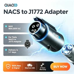 QIAO Q41 80A For Tesla NACS to Type 1 EV Charger Adapter electric vehicle nacs to j1772 EV Charging Converter for Tesla Standard  Compatible With Model 3 Y S X Fast Charge
