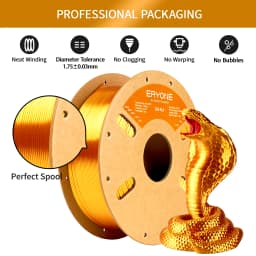 ERYONE 5kg Silk PLA Filament for 3D Printer 1.75mm +/- 0.03mm, Shiny Filament 1kg (2.1lbs)/Spool, Liquid Gold Compatible with Most 3D Printers
