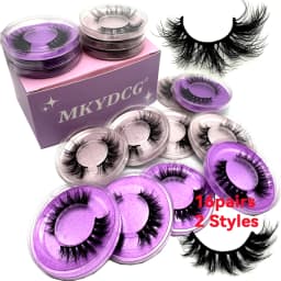 16 Pairs 3 Styles Wispy Faux Mink False Eyelashes Mixed Dramatic Thick Curled Fluffy Strip Lashes Multipack for Eyes Makeup Sets