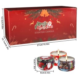 24 Christmas Scented Candles (10.6 inches x 4.8 inches) - Tin Scented Candles. A delicate gift box set, made with soy wax and essential oils. The perfect gift for Christmas, teachers, mothers, and family members.