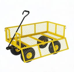 Tacleekii 900lbs Heavy Duty Steel Garden Cart Metal Outdoor Utility Yard Wagon Cart 3 in 1 Pullable Garden Wagon with 10 in Wheels 180° Flexible Handle for Gardening Soil, Tools, and Plant Transport