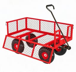Tacleekii 900lbs Heavy Duty Steel Garden Cart Metal Outdoor Utility Yard Wagon Cart 3 in 1 Pullable Garden Wagon with 10 in Wheels 180° Flexible Handle for Gardening Soil, Tools, and Plant Transport