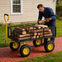 Tacleekii 900lbs Heavy Duty Steel Garden Cart Metal Outdoor Utility Yard Wagon Cart 3 in 1 Pullable Garden Wagon with 10 in Wheels 180° Flexible Handle for Gardening Soil, Tools, and Plant Transport