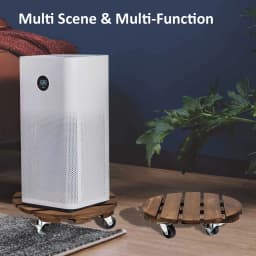 2Pack 12'' Wood Plant Caddy Rolling Plant Stand with 2 Lockable 360° Caster Wheels Indoor Outdoor Patio Flower Pot Succulent Pots Duty