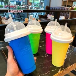 Slushie Maker Cup, DIY Magic Frozen Smoothies Cups For Homemade Milk Shake Ice Cream Maker, Cooling Cups, Double Layer Squeeze Slushy Maker Cup, Frozen Magic Squeeze Cups With Lid & Straw For Juice Milk Yogurt Smoothie, Fun Summer Frozen Ice Cup