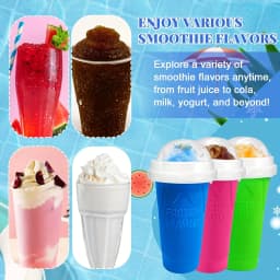 Slushie Maker Cup, DIY Magic Frozen Smoothies Cups For Homemade Milk Shake Ice Cream Maker, Cooling Cups, Double Layer Squeeze Slushy Maker Cup, Frozen Magic Squeeze Cups With Lid & Straw For Juice Milk Yogurt Smoothie, Fun Summer Frozen Ice Cup